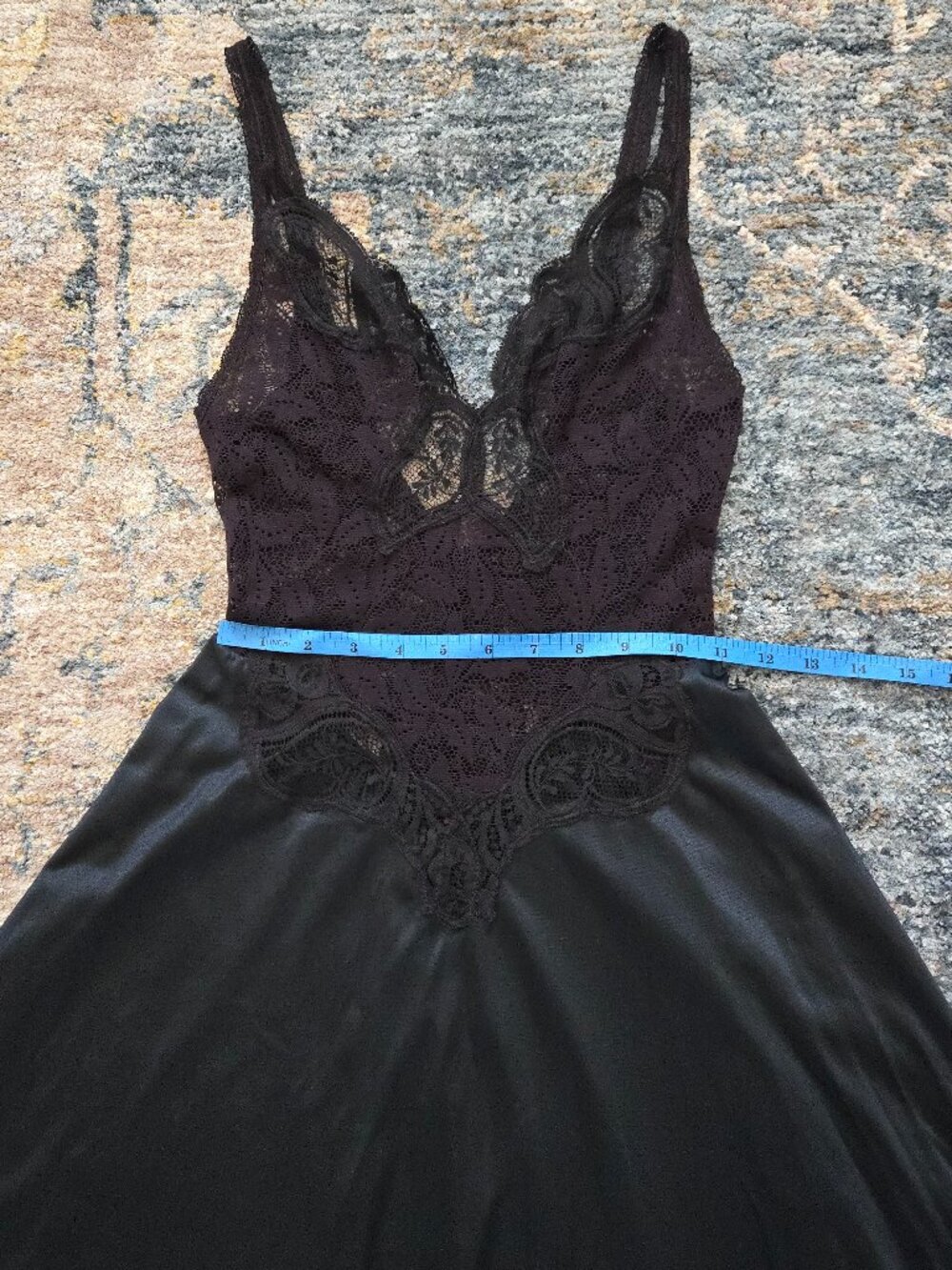 Vintage Olga Black Lace Maxi Slip Dress - Picture 9 of 11